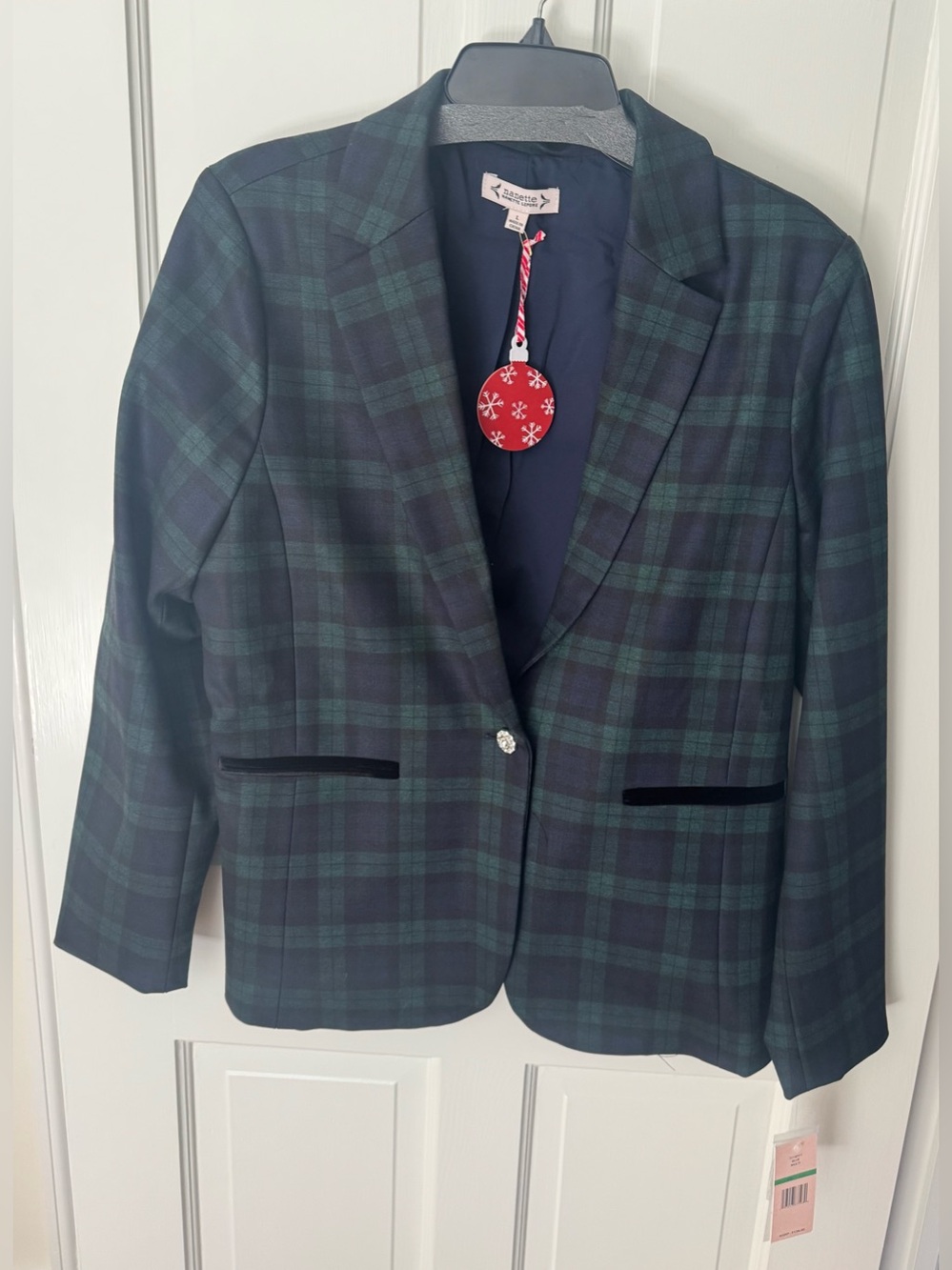 Women's Green Navy Plaid Blazer Jacket